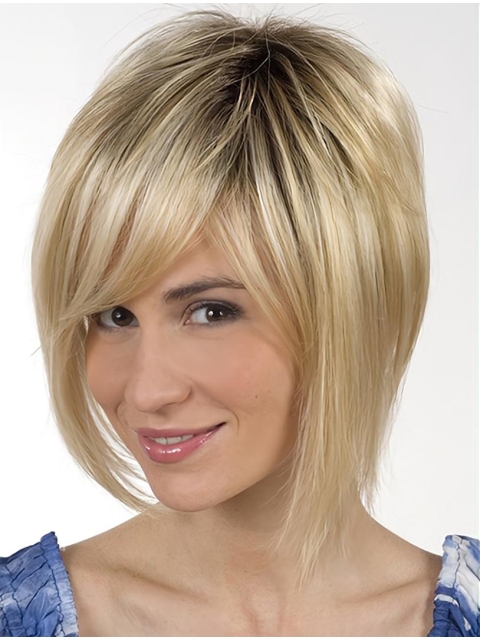 Soft Blonde Monofilament Chin Length Lace Wigs