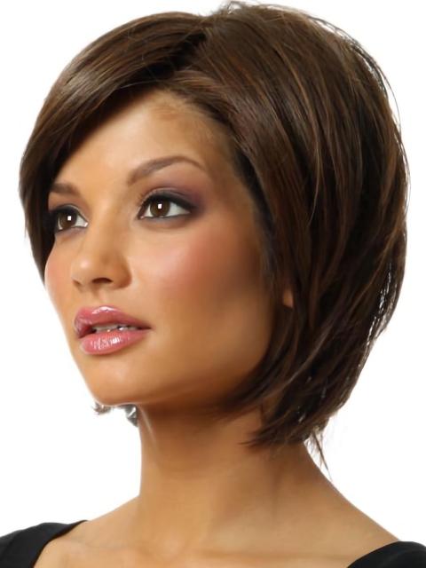 Stylish Brown Synthetic Chin Length Bob Wigs