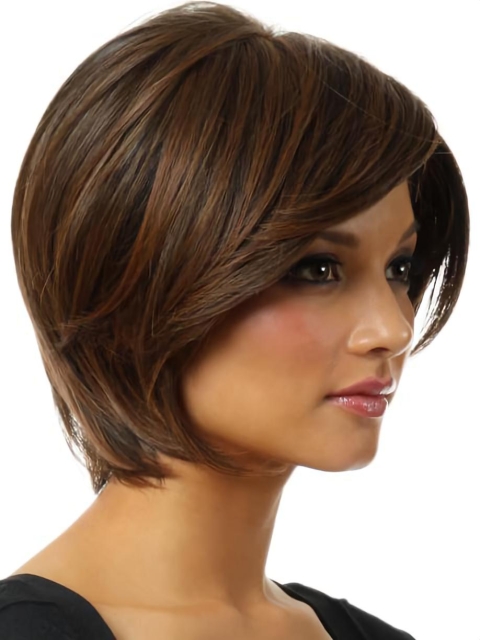 Stylish Brown Synthetic Chin Length Bob Wigs