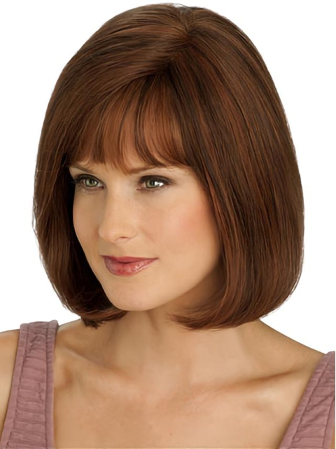 Shining Monofilament Straight Chin Length Full Lace Wigs For Cancer