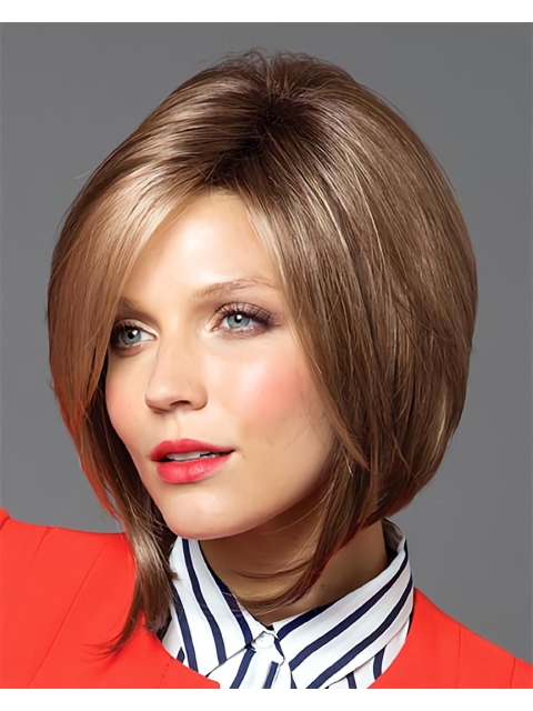 Tempting Brown Straight Chin Length Synthetic Wigs