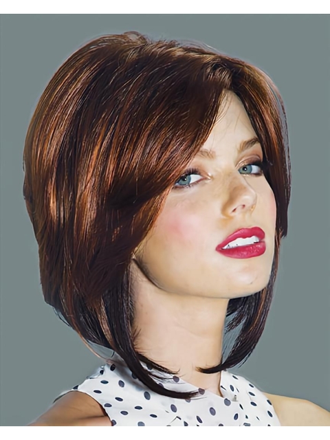 Tempting Brown Straight Chin Length Synthetic Wigs