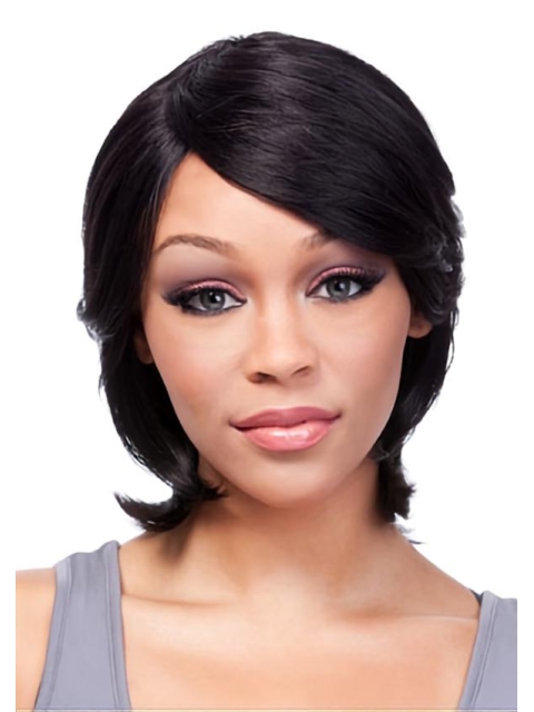 Black Straight Chin Length African American Wigs