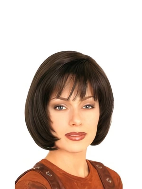 Shining Brown Straight Chin Length Human Hair Wigs