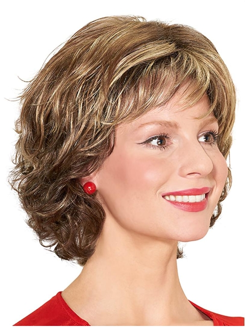 Curly With Bangs Monofilament 12" Blonde Synthetic Wigs For Women