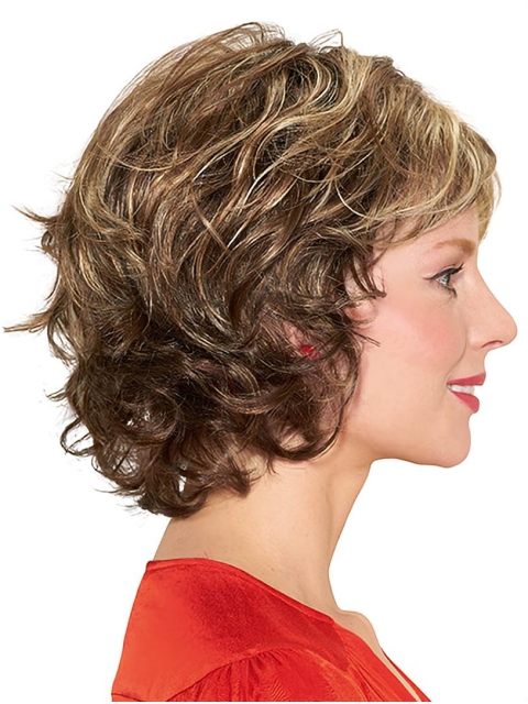 Curly With Bangs Monofilament 12" Blonde Synthetic Wigs For Women