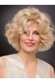 Curly Chin Length Designed Synthetic Platinum Blonde Monofilament Wigs