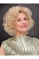 Curly Chin Length Designed Synthetic Platinum Blonde Monofilament Wigs