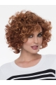 Curly Auburn With Bangs Mono Natural Looking Synthetic Lace Wigs