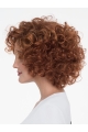 Curly Auburn With Bangs Mono Natural Looking Synthetic Lace Wigs