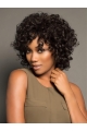 Comfortable 10" Curly Chin Length With Bangs African American Wigs