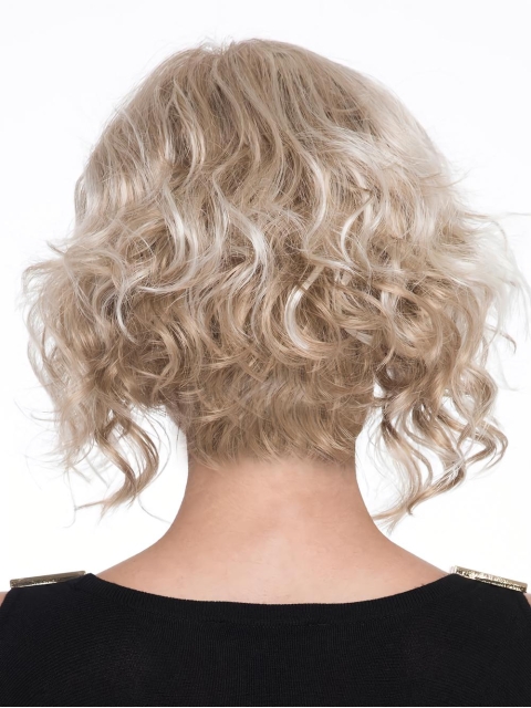 12" Curly Platinum Blonde Monofilament Wig Without Bangs