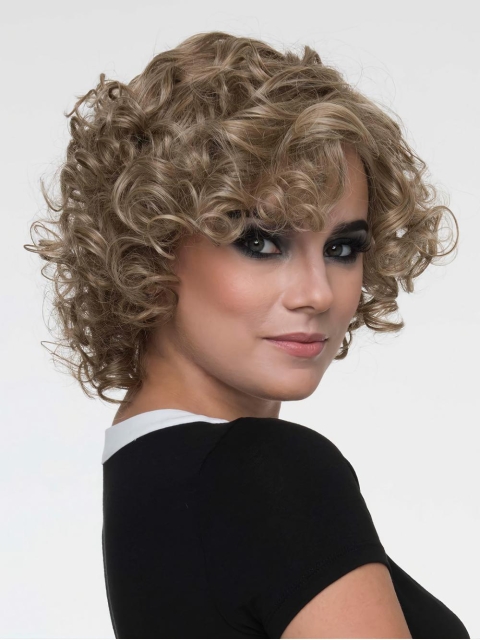 10" Curly Brown Layered Monofilament Synetic Wigs