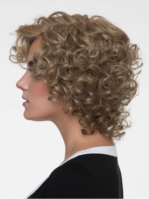 10" Curly Brown Layered Monofilament Synetic Wigs