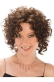 Designed Brown Curly Chin Length Synthetic Wigs