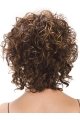 Designed Brown Curly Chin Length Synthetic Wigs