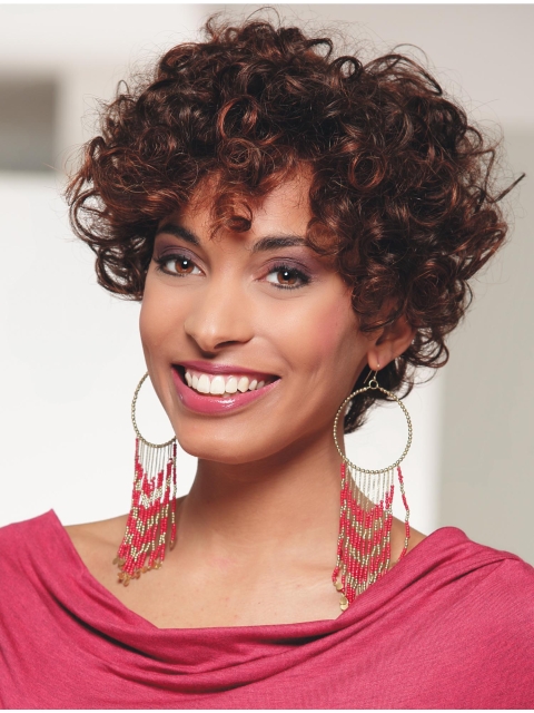 Fabulous Auburn Chin Length Curly With Bangs New Design Wigs