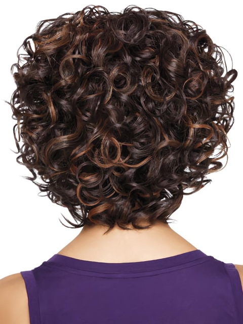 Good Brown Curly Chin Length African American Wigs