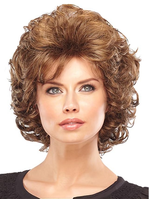 Durable Auburn Curly Chin Length Classic Wigs