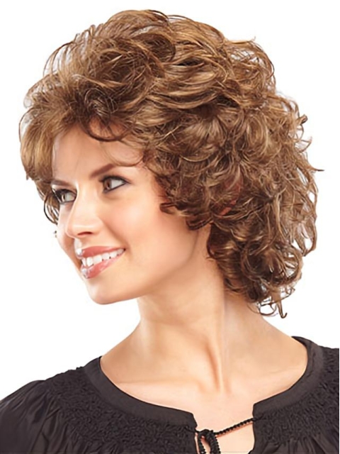 Durable Auburn Curly Chin Length Classic Wigs