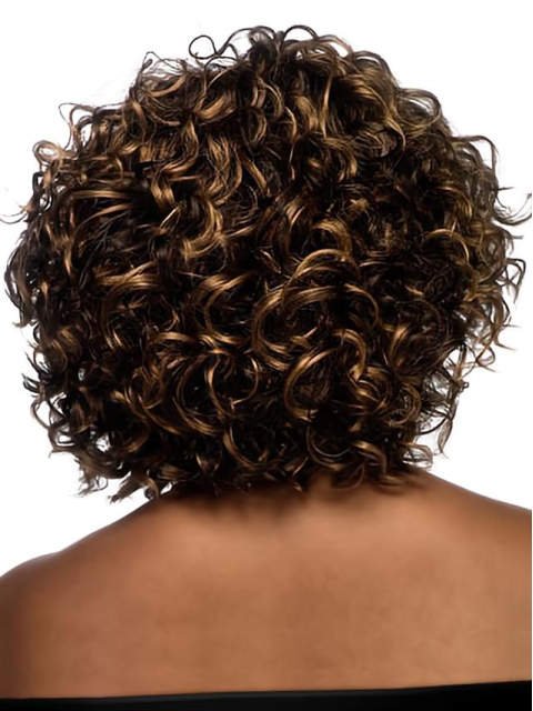 Brown Curly Synthetic Preferential Medium Wigs