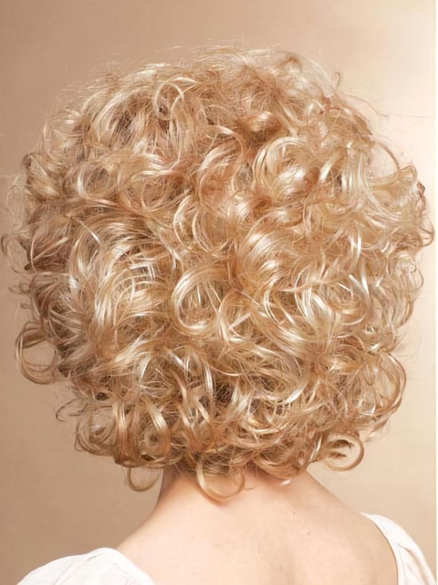 Shining Blonde Curly Chin Length Synthetic Wigs