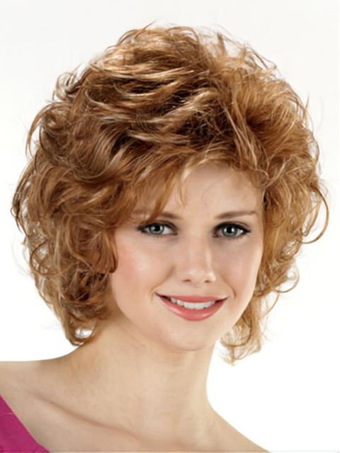 Pleasing Lace Front Curly Chin Length Classic Wigs