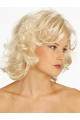 Pleasing Blonde Curly Chin Length Classic Wigs