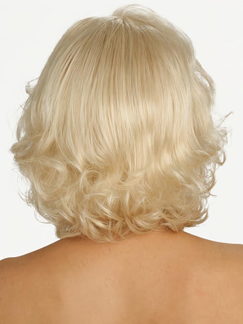 Pleasing Blonde Curly Chin Length Classic Wigs