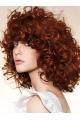 Fabulous Chin Length Curly Lace Front Copper Wigs 16 Inch