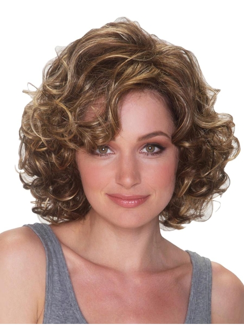 Impressive Blonde Curly Chin Length Synthetic Wigs