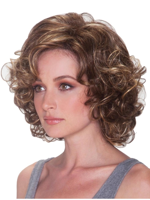 Impressive Blonde Curly Chin Length Synthetic Wigs