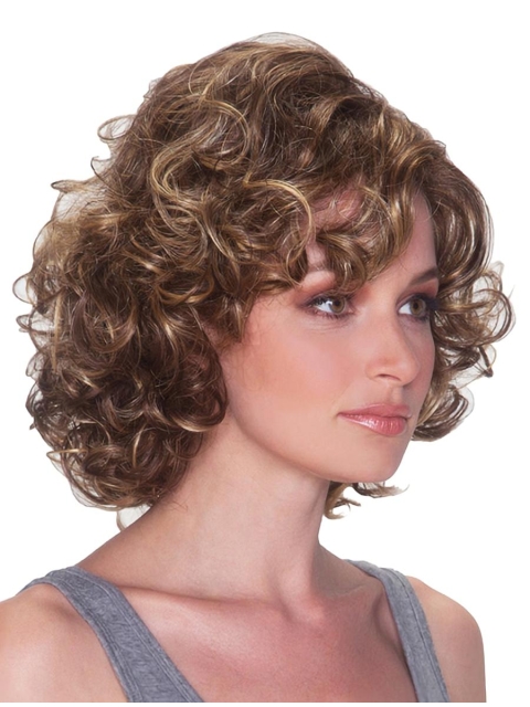 Impressive Blonde Curly Chin Length Synthetic Wigs