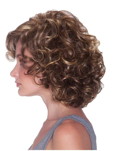 Impressive Blonde Curly Chin Length Synthetic Wigs