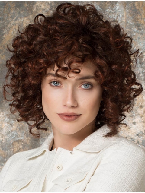 High Quality Chin Length Curly Auburn Layered Perfect Wigs