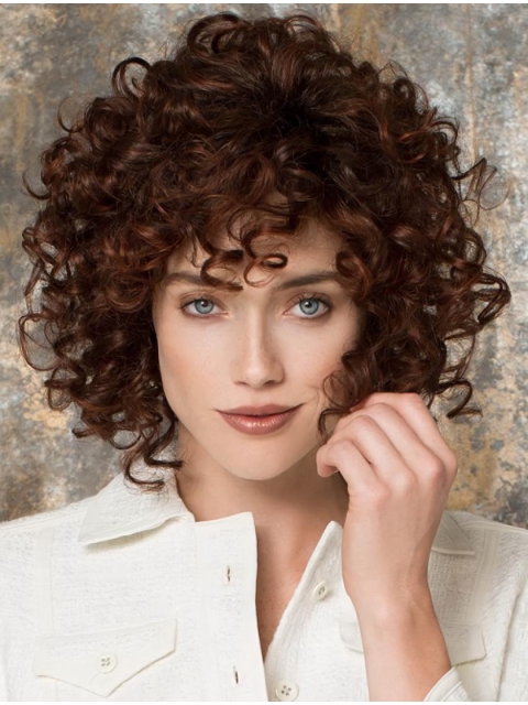 High Quality Chin Length Curly Auburn Layered Perfect Wigs