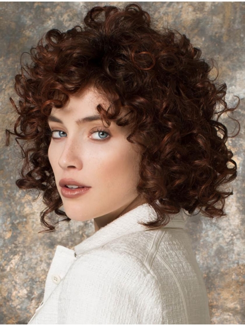 High Quality Chin Length Curly Auburn Layered Perfect Wigs