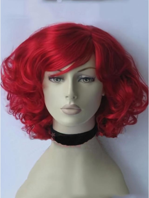 14 Inches Curly Lace Front Red Human Wigs