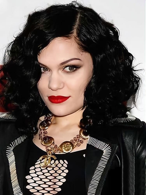 Natural Black Curly Chin Length Jessie J Wigs