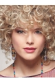 Fashional Blonde Chin Length Curly With Bangs Beautiful Wigs