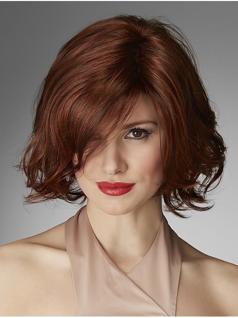 Amazing Chin Length Curly Red Layered Beautiful Wigs