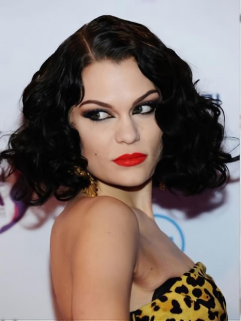 Flexibility Black Curly Chin Length Jessie J Wigs