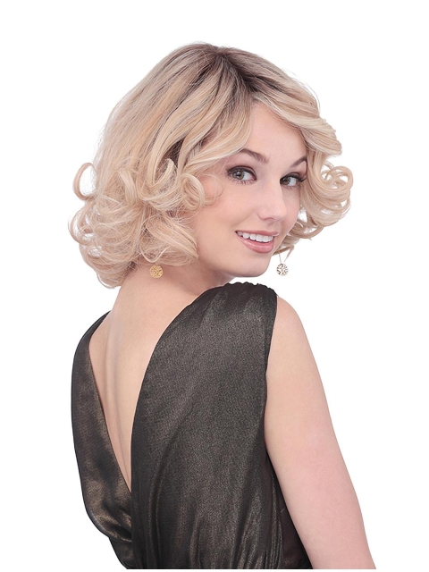 Popular Chin Length Curly Blonde With Bangs Amazing Wigs