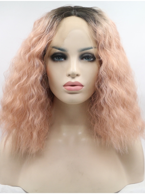 Chin Length Curly Without Bangs Lace Front 13" Synthetic Wigs