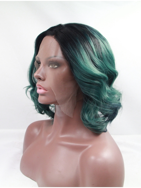 Bobs 11" Curly Ombre/2 Tone Chin Length Lace Front Synthetic Wigs