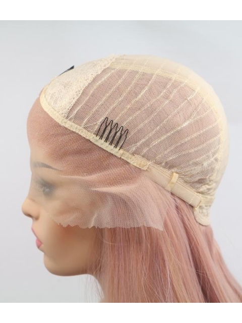 Pink Long Straight Bitter Sweet Synthetic Lace Front Wigs For Women