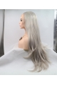 Fashion Long Straight Synthetic Lace Front Silver Wigs