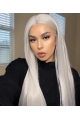 Fashion Long Straight Synthetic Lace Front Silver Wigs