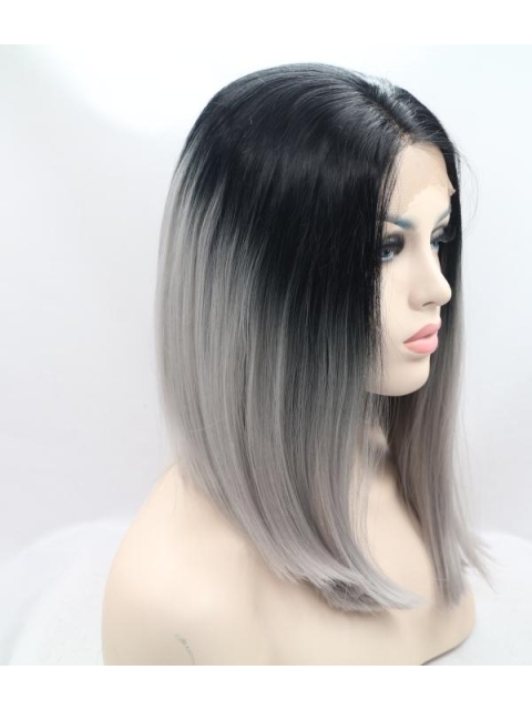 China Fashion Short Straight  Ashen Princess Synthetic Lace Front Wigs For Women