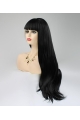 Natural Looking Black Long Straight  Elf Kiss Synthetic Lace Front Wigs With Bang